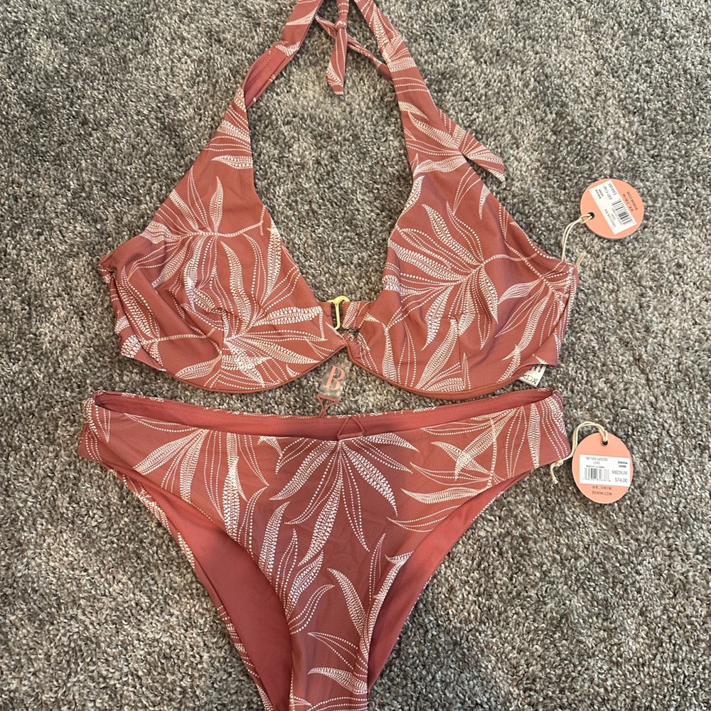 Brown Botanical Bikini with Halter Top eveything but water swim